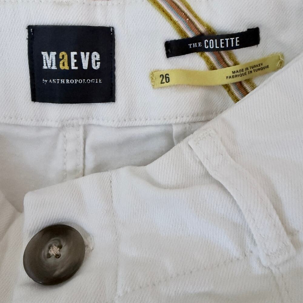 Anthropologie Maeve Colette High-Rise Wide-Leg Cropped Jeans White sz 26 - Picture 4 of 5